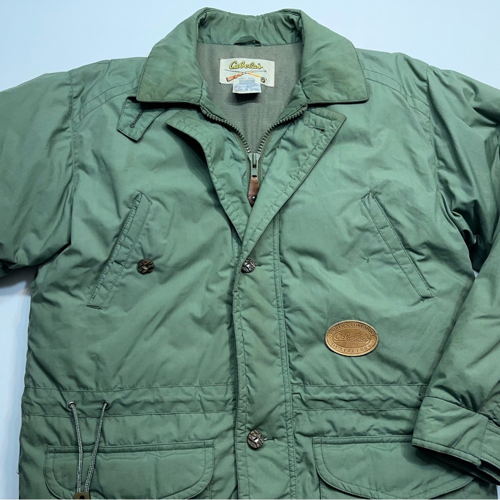 Cabela's Goose Down Field Jacket Mens Medium Fleece Lined Removable Hood  READ - Picture 2 of 16